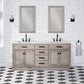 CHESTNUT 72"W x 34.2"H Gray Oak Double-Sink Vanity with Carrara White Marble Countertop