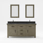 ABERDEEN 72"W x 34"H Grizzle Gray Double-Sink Vanity with Blue Limestone Countertop + Mirrors