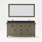 ABERDEEN 72"W x 34"H Grizzle Gray Double-Sink Vanity with Blue Limestone Countertop + Faucets & Mirror