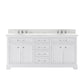 DERBY 72"W x 34"H Pure White Double-Sink Vanity with Carrara White Marble Countertop