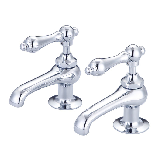 Vintage Classic Basin Cocks Bathroom Faucets in Chrome Finish, With Metal Lever Handles Without Labels