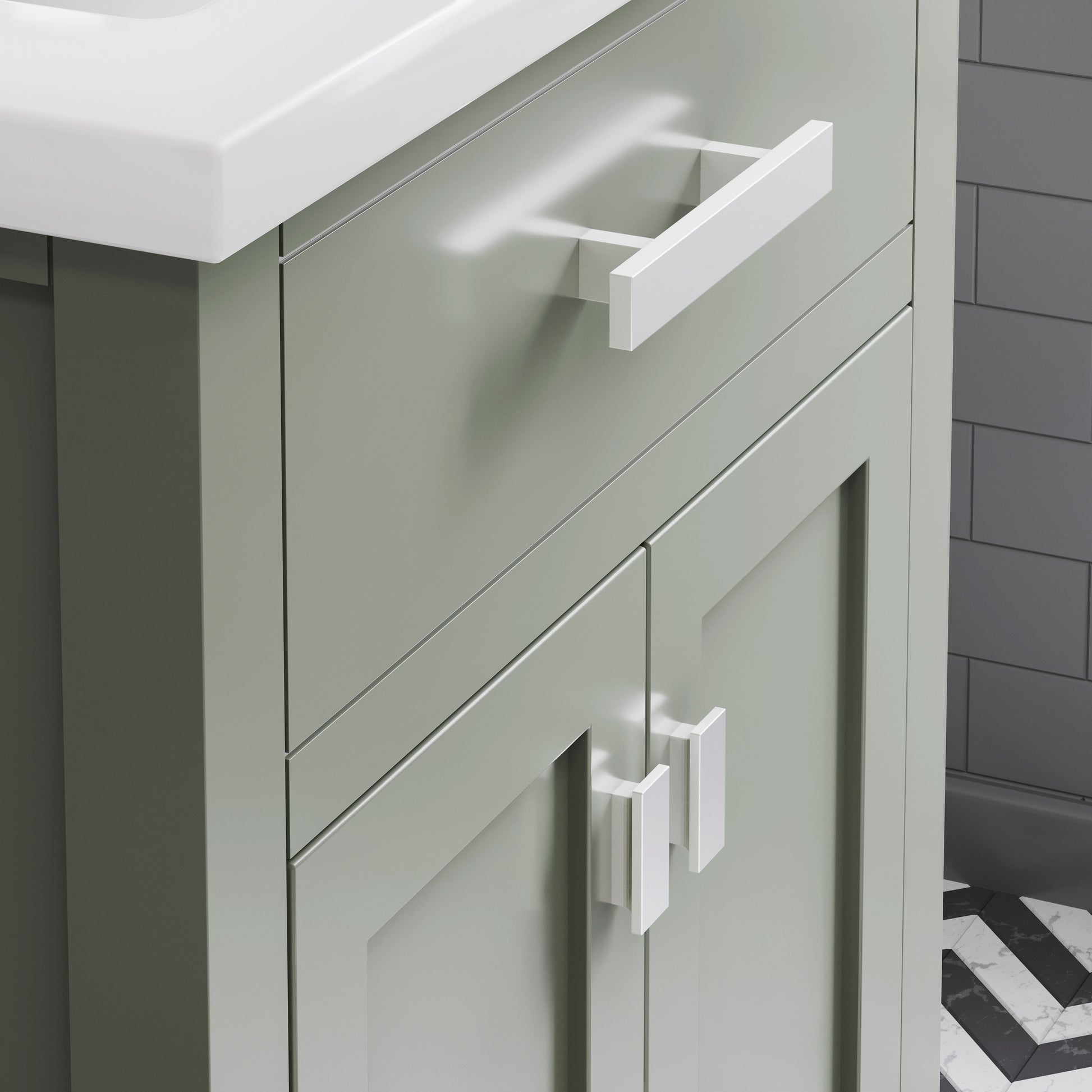 MYRA 24"W x 34"H Glacial Green Integrated Ceramic Sink Vanity