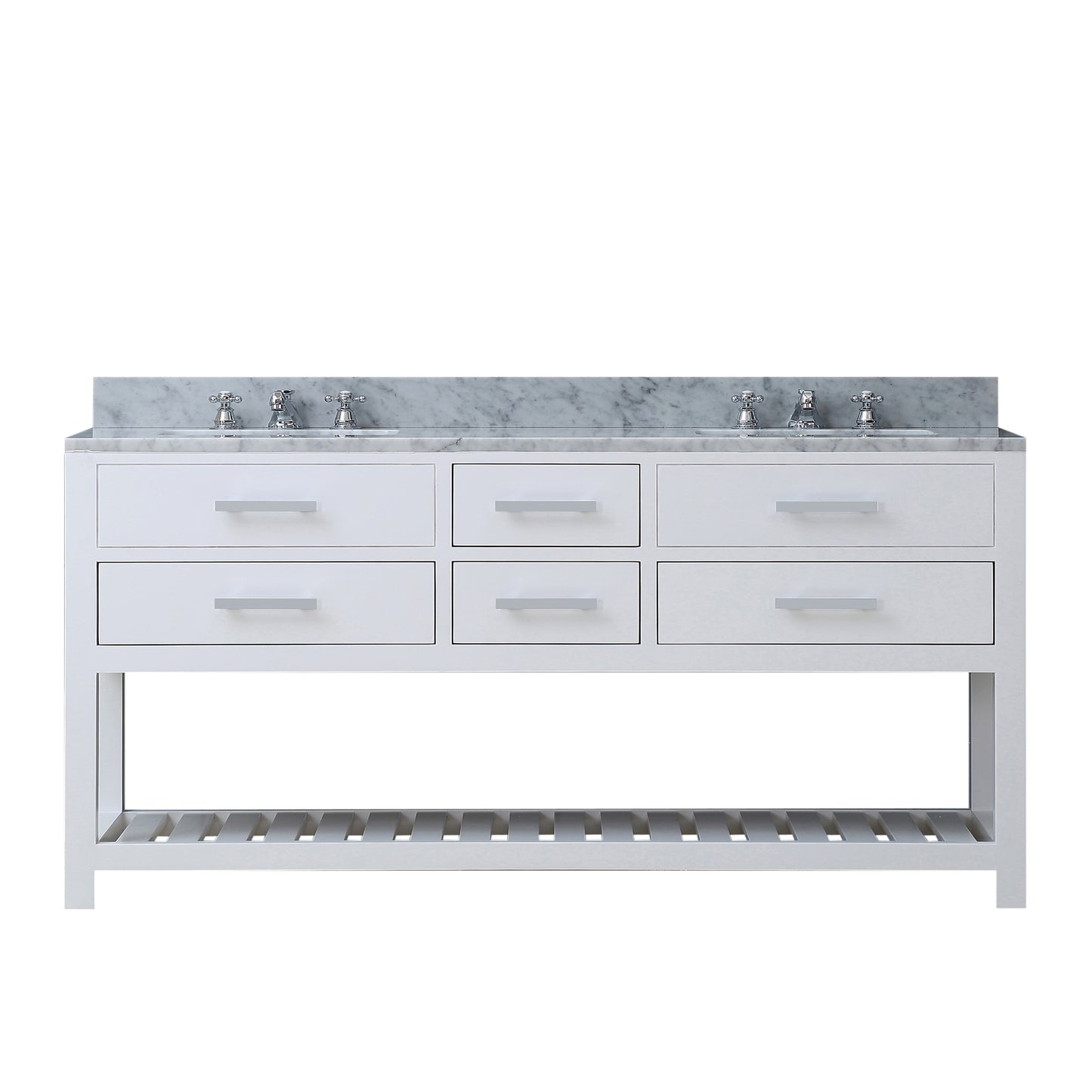 MADALYN 72"W x 34"H Pure White Double-Sink Vanity + Faucets