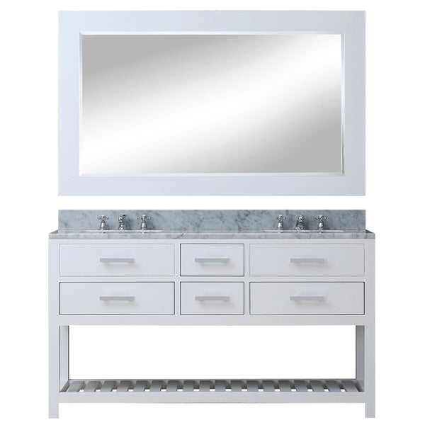 MADALYN 60W x 34H Pure White Double-Sink Vanity + Faucets & Mirror