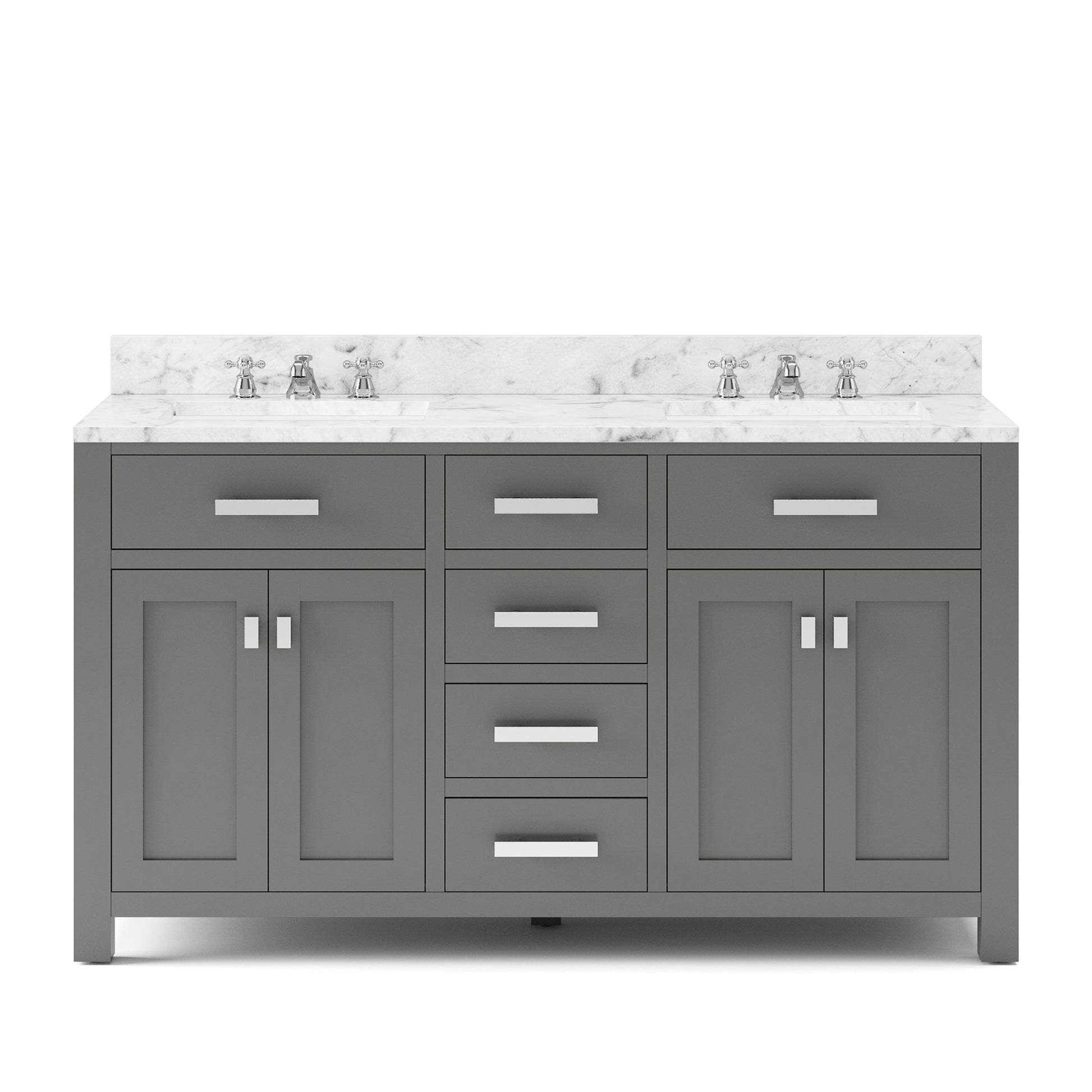 MADISON 60"W x 34"H Cashmere Gray Double-Sink Vanity + Faucets