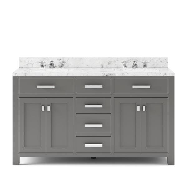 MADISON 60W x 34H Cashmere Gray Double-Sink Vanity + Faucets