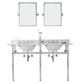 EMBASSY 60"W x 34"H  Double Washstand , P-Trap, Countertop with Sink, F2-0009 Faucet and Mirror included, in Polished Nickel Finish