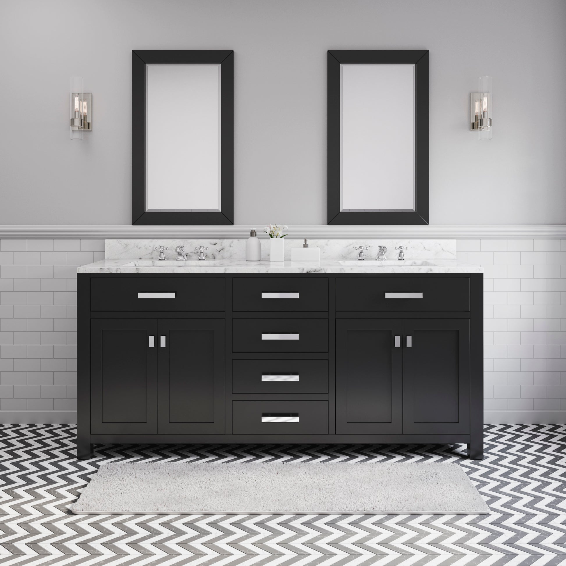 MADISON 72"W x 34"H Espresso Double-Sink Vanity + Mirrors