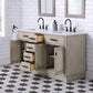 CHESTNUT 60"W x 34.2"H Gray Oak Double-Sink Vanity with Carrara White Marble Countertop + Faucets & Mirrors