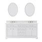 DERBY 72"W x 34"H Pure White Double-Sink Vanity with Carrara White Marble Countertop + Faucets & Mirrors