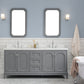 QUEEN 72"W x 34"H Cashmere Gray Double-Sink Vanity with Carrara Quartz Countertop + Faucets & Mirror (F2-0012-01-TL)