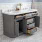 PALACE 60"W x 34"H Cashmere Gray Vanity with Carrara Quartz Countertop, Chrome Finish Hardware