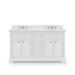 DERBY 60"W x 34"H Pure White Double-Sink Vanity with Carrara White Marble Countertop