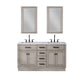 CHESTNUT 60"W x 34.2"H Gray Oak Double-Sink Vanity with Carrara White Marble Countertop + Mirrors