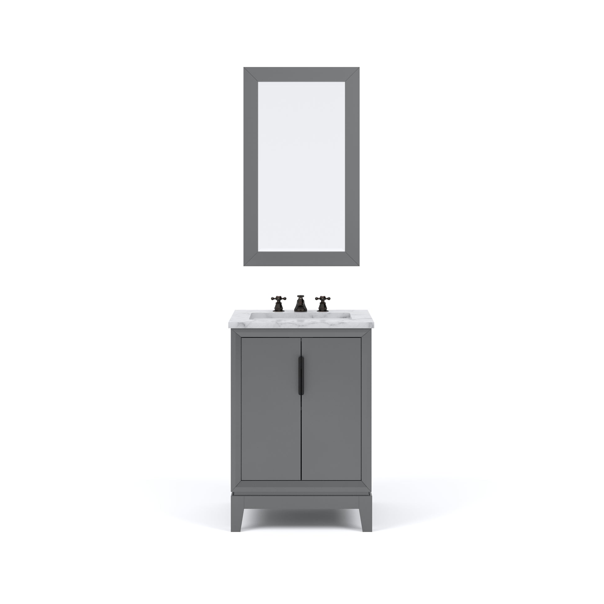 ELIZABETH 24"W x 34.25"H Cashmere Gray Single-Sink Vanity with Carrara White Marble Countertop + Faucets & Mirror (F2-0009-03-BX)