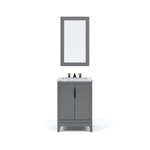 ELIZABETH 24W x 34.25H Cashmere Gray Single-Sink Vanity with Carrara White Marble Countertop + Faucets & Mirror (F2-0009-03-BX)