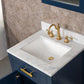 MADISON 24"W x 34"H Monarch Blue Single-Sink Vanity with Carrara White Marble Countertop + Faucets & Mirror (F2-0012-06-TL)