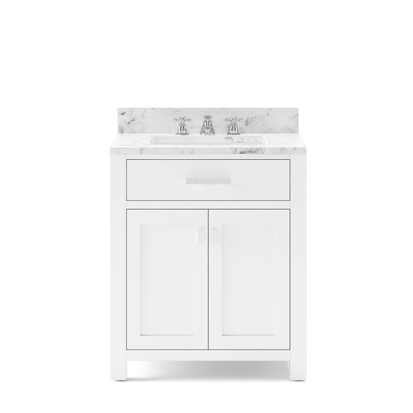 MADISON 30W x 34H Pure White Single-Sink Vanity + Faucets