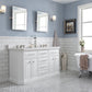 PALACE 60"W x 34"H Pure White Vanity with Carrara Quartz Countertop + Mirror, Polished Nickel Finish Hardware & Mirror