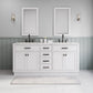 HARTFORD 72"W x 34"H Pure White Double-Sink Vanity with Carrara White Marble Countertop + Gooseneck Faucet