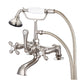 Vintage Classic 7" Spread Deck Mount Tub Faucet With 2" Risers & Handheld Shower in Brushed Nickel Finish, With Metal Lever Handles, Hot And Cold Labels Included