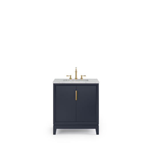 ELIZABETH 30"W x 34.25"H Monarch Blue Single-Sink Vanity with Carrara White Marble Countertop + Faucets (F2-0012-06-TL)