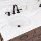 ABERDEEN 60"W x 34"H Sierra Rustic Double-Sink Vanity with Carrara White Marble Countertop + Hook Faucets