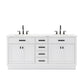 HARTFORD 72"W x 34"H Pure White Double-Sink Vanity with Carrara White Marble Countertop + Gooseneck Faucet