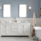 QUEEN 72"W x 34"H Pure White Double-Sink Vanity with Carrara Quartz Countertop + Faucets & Mirror (F2-0009)