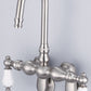 Vintage Classic Adjustable Spread Wall Mount Tub Faucet With Gooseneck Spout & Swivel Wall Connector in Brushed Nickel Finish, With Porcelain Lever Handles, Hot And Cold Labels Included