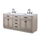 CHESTNUT 72"W x 34.2"H Gray Oak Double-Sink Vanity with Carrara White Marble Countertop