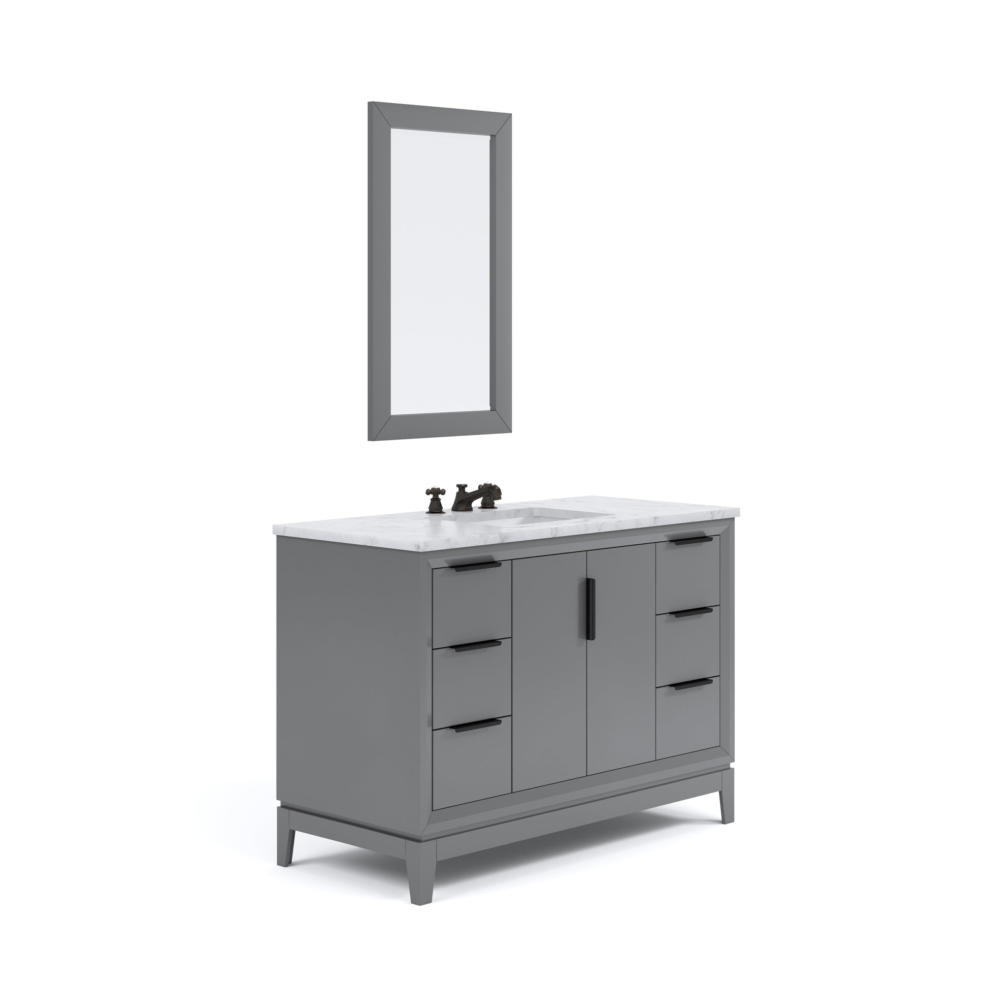 ELIZABETH 48"W x 34.25"H Cashmere Gray Single-Sink Vanity with Carrara White Marble Countertop + Faucets & Mirror (F2-0009-03-BX)