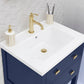 VIOLA 24"W x 34"H Monarch Blue Integrated Ceramic Sink Vanity + Modern Single Faucet