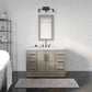 HUGO 48"W x 34.3"H Gray Oak Single-Sink Vanity with Carrara White Marble Countertop + Gooseneck Faucet and Mirror