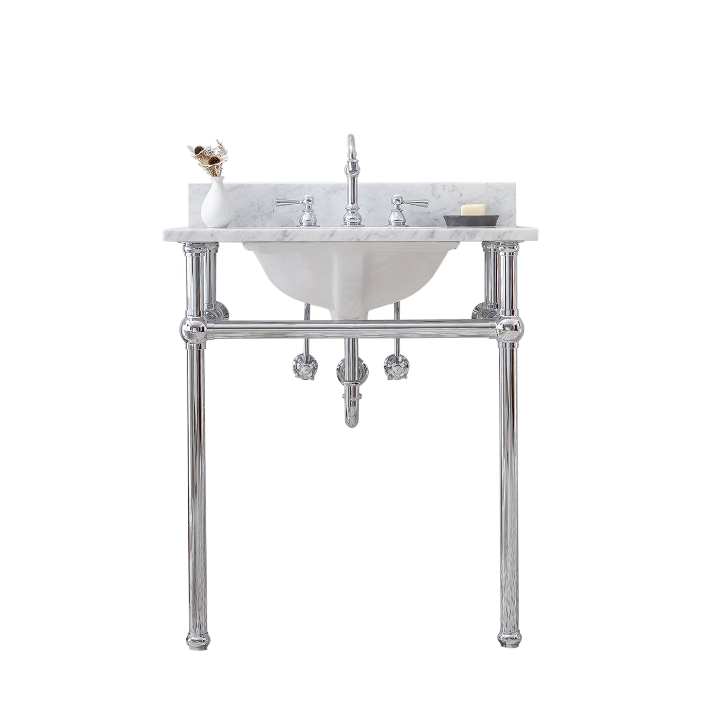 EMBASSY 30"W x 34"H  Single Washstand , P-Trap, Countertop with Sink, and F2-0012 Faucet included, in Chrome Finish