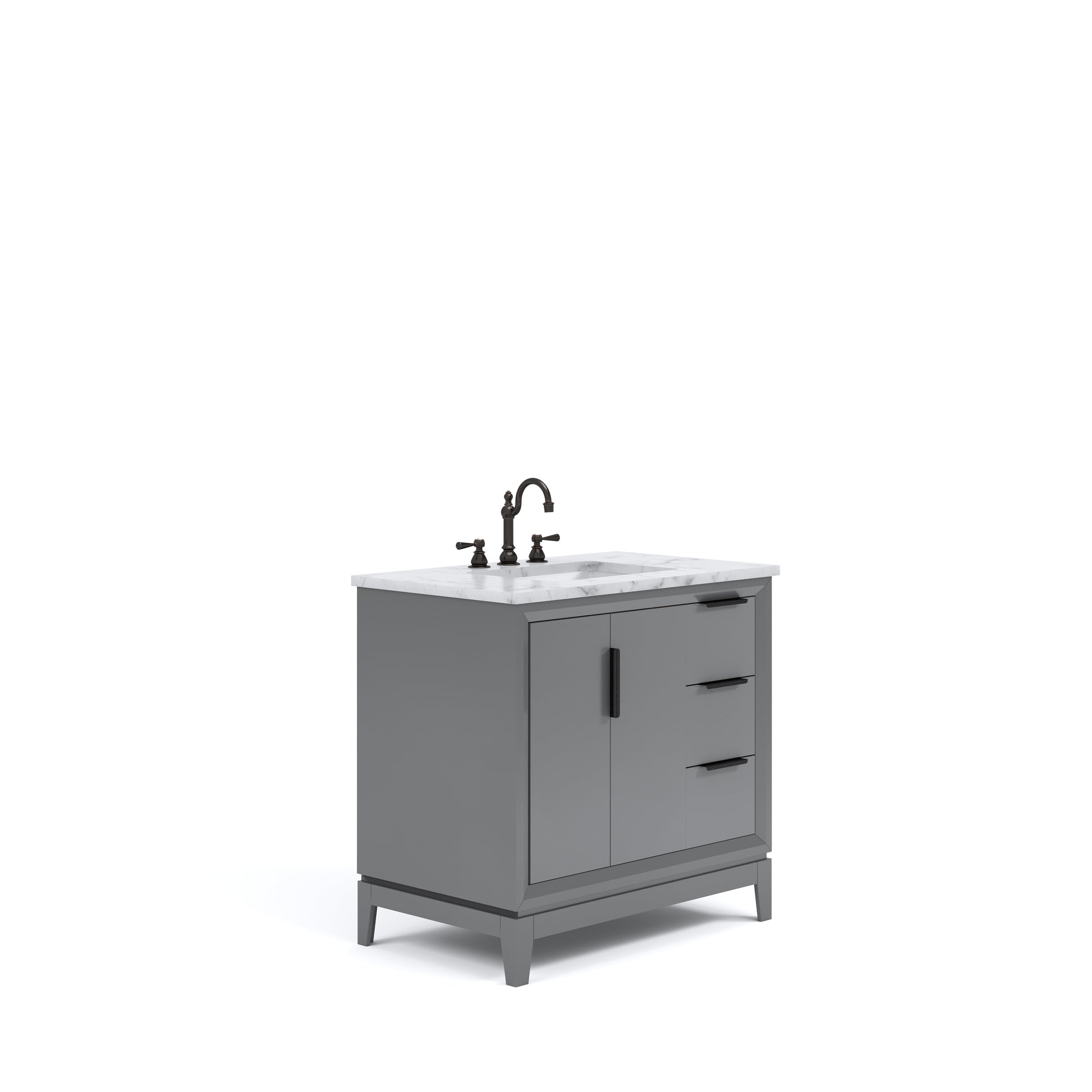 ELIZABETH 36"W x 34.25"H Cashmere Gray Single-Sink Vanity with Carrara White Marble Countertop + Faucets (F2-0012-03-TL)