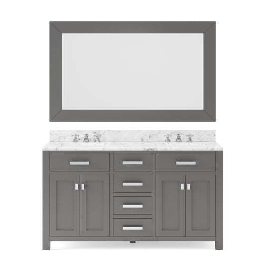 MADISON 60"W x 34"H Cashmere Gray Double-Sink Vanity + Mirror