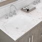 HUGO 60"W x 34.3"H Gray Oak Double-Sink Vanity with Carrara White Marble Countertop + Gooseneck Faucets