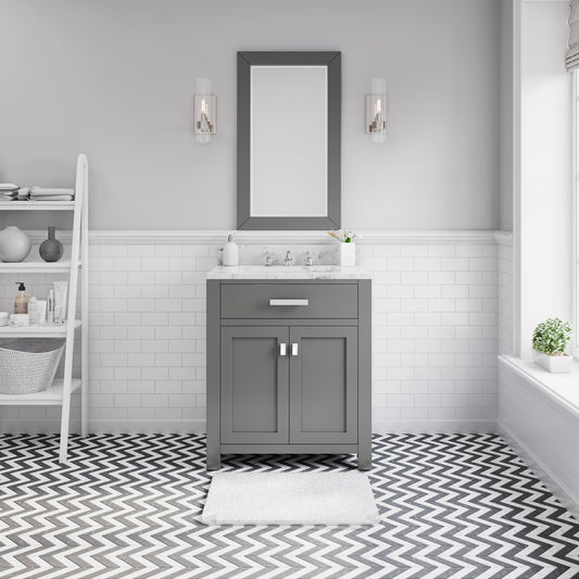 MADISON 30"W x 34"H Cashmere Gray Single-Sink Vanity + Mirror