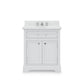 DERBY 30"W x 34"H Pure White Single-Sink Vanity with Carrara White Marble Countertop