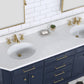 PALACE 72"W x 34.2"H Monarch Blue Double-Sink Vanity with White Quartz Countertop + Faucets (Waterfall Faucets)