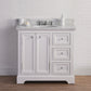 DERBY 36"W x 34"H Pure White Single-Sink Vanity with Carrara White Marble Countertop + Faucets