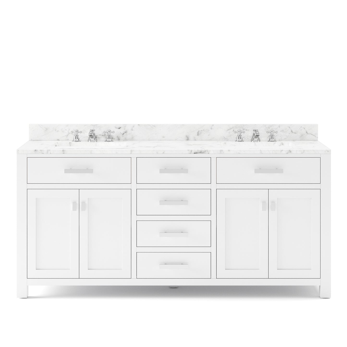 MADISON 72"W x 34"H Pure White Double-Sink Vanity + Faucets