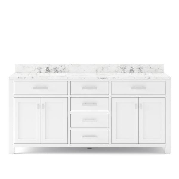 MADISON 72W x 34H Pure White Double-Sink Vanity + Faucets