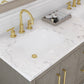 HUGO 60"W x 34.3"H Gray Oak Double-Sink Vanity with Carrara White Marble Countertop + Gooseneck Faucets