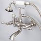 Vintage Classic 7" Spread Wall Mount Tub Faucet With Straight Wall Connector & Handheld Shower in Brushed Nickel Finish, With Metal Lever Handles Without Labels