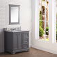 DERBY 36"W x 34"H Cashmere Gray Single-Sink Vanity with Carrara White Marble Countertop + Faucet & Mirror