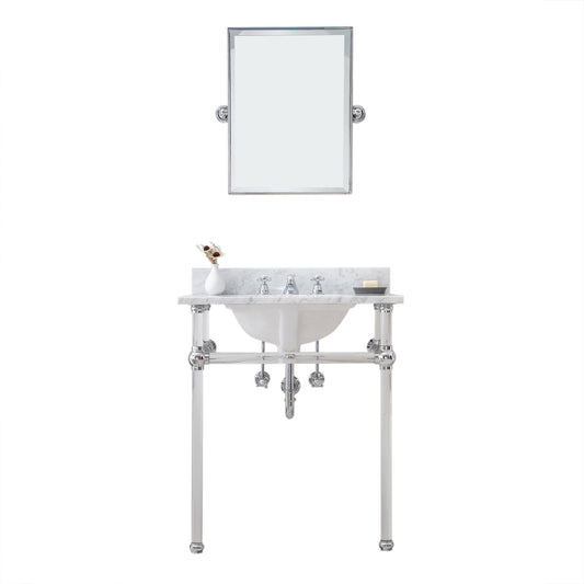 EMPIRE 30"W x 34"H  Single Washstand , P-Trap, Countertop with Sink, F2-0009 Faucet and Mirror included, in Chrome Finish