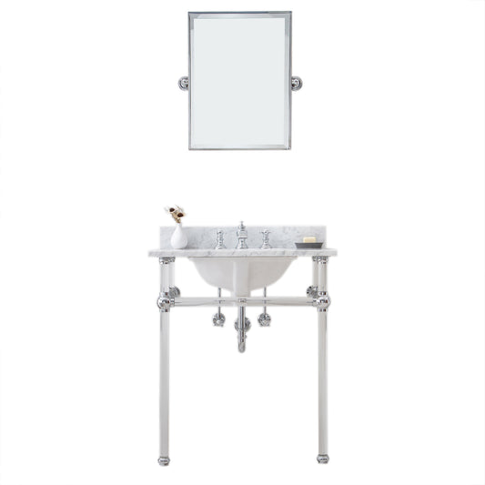 EMPIRE 30"W x 34"H  Single Washstand , P-Trap, Countertop with Sink, F2-0013 Faucet and Mirror included, in Chrome Finish