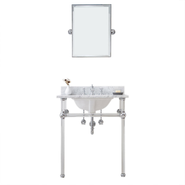 EMPIRE 30W x 34H  Single Washstand , P-Trap, Countertop with Sink, F2-0013 Faucet and Mirror included, in Chrome Finish